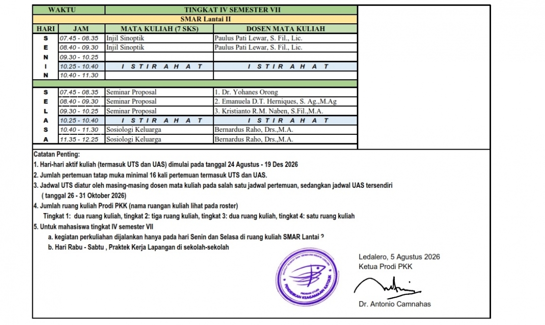 ROSTER KULIAH PKK Semester Ganjil 2026 2027 005